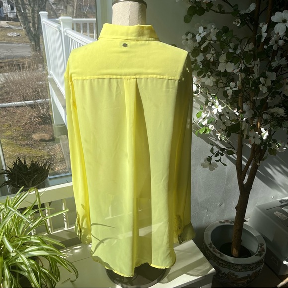 Guess Sheer Button Down Blouse with Studded Buttons, Size L - Picture 4 of 16